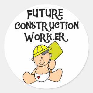 Baby in Hardhat Bouw Ronde Sticker