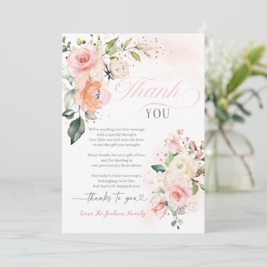 Baby in het Baby shower Bloom Bedankt voor je kaar (Staand voorkant)