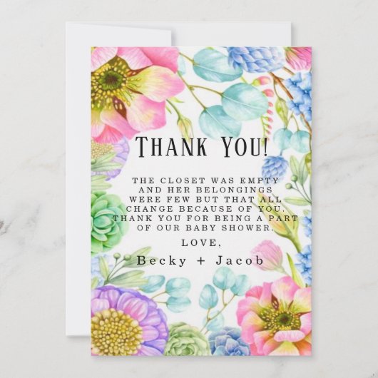 Baby in het Baby shower Bloom Bedankt voor je kaar (Voorkant)