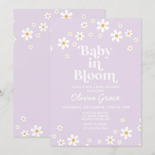 Baby in het Baby shower Bloom Daisy Lavender Retro Kaart