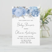 Baby in het Baby shower Bloom Dusty Blue Peony Kaart (Staand voorkant)