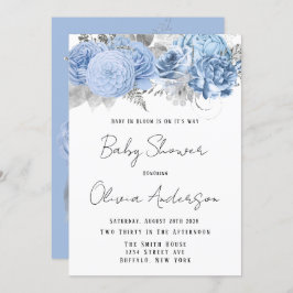 Baby in het Baby shower Bloom Dusty Blue Peony Kaart