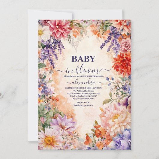 Baby in het Baby shower Bloom Garden Kaart (Voorkant)