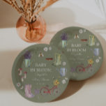 Baby in het Baby shower Bloom Garden Papieren Bordje<br><div class="desc">Tuinelementen baby shower papieren borden. !</div>