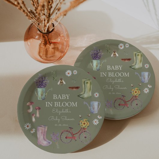 Baby in het Baby shower Bloom Garden Papieren Bordje