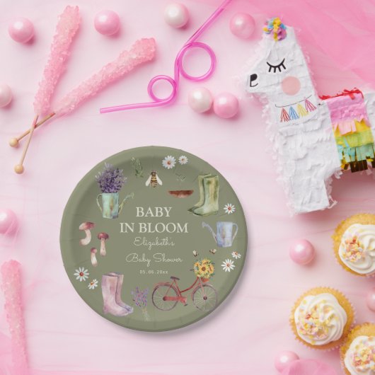 Baby in het Baby shower Bloom Garden Papieren Bordje (Feest)