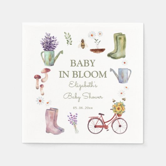 Baby in het Baby shower Bloom Garden Servet (Voorkant)