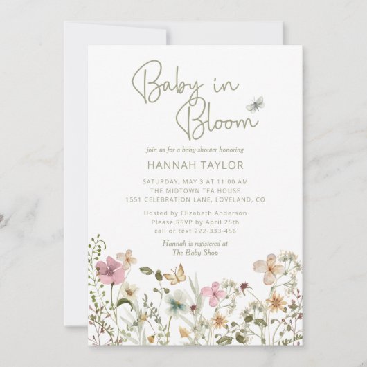 Baby in het Baby shower Bloom Girl Kaart (Voorkant)