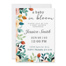 Baby in het Baby shower Bloom Invite