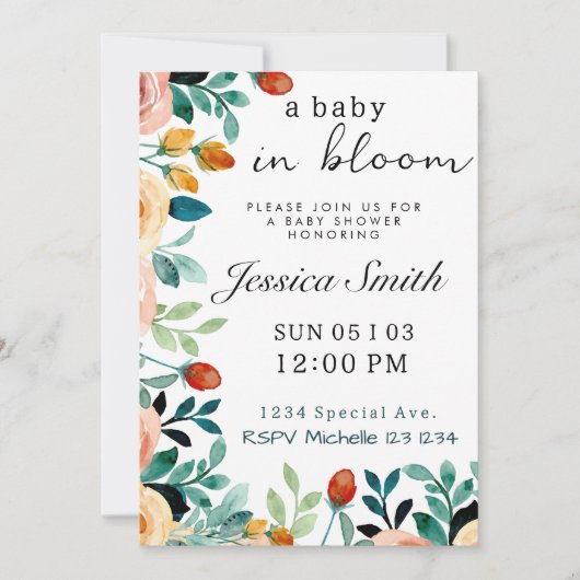 Baby in het Baby shower Bloom Invite Kaart (Voorkant)