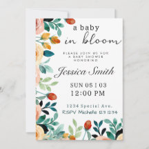 Baby in het Baby shower Bloom Invite
