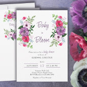 Baby in het Baby shower Bloom Paarse roze bloemen Kaart