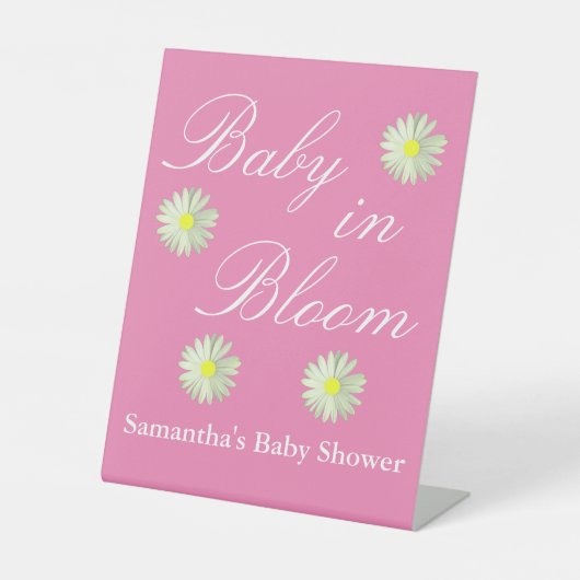 Baby in het Baby shower Bloom Reclamebord Met Voetstuk (Voorkant)