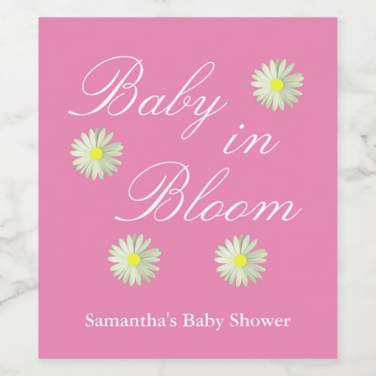 Baby in het Baby shower Bloom Wijn Etiket (Enkel label)