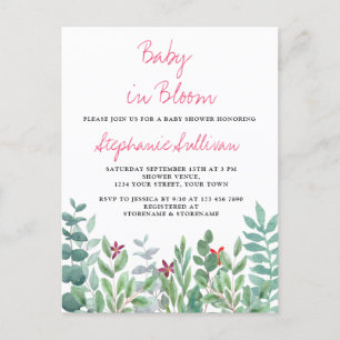 Baby in het Baby shower van Bloom Eucalyptus Green Aankondigingskaart