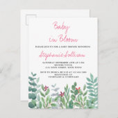 Baby in het Baby shower van Bloom Eucalyptus Green Aankondigingskaart (Voorkant / Achterkant)