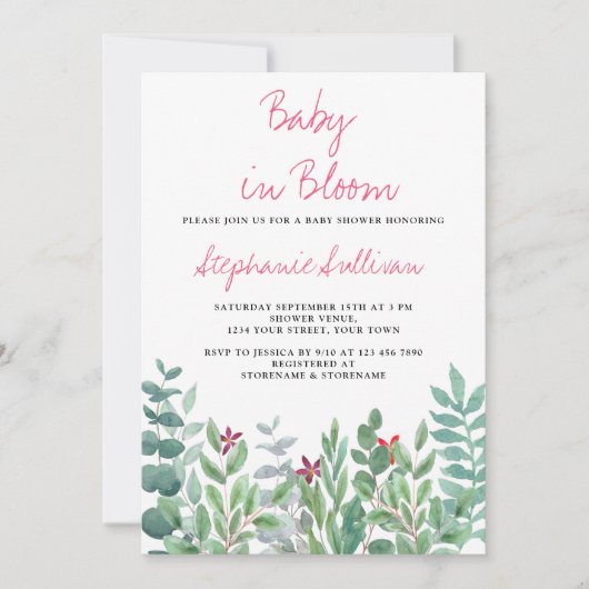 Baby in het Baby shower van Bloom Eucalyptus Green Kaart (Voorkant)