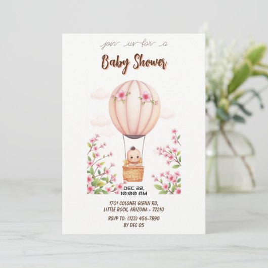 Baby in het Baby shower van de Hete Luchtballon Kaart (Staand voorkant)