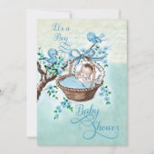  Baby in het Baby shower van mandje en vogelkookpl Kaart (Voorkant)
