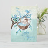  Baby in het Baby shower van mandje en vogelkookpl Kaart (Staand voorkant)