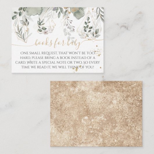 Baby in het boek Greenery & Gold Baby shower Informatiekaartje (Voorkant / Achterkant)