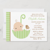 Baby in het Groene Umbrella-Baby shower Kaart (Voorkant)