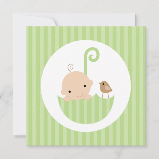 Baby in het Groene Umbrella-Baby shower Kaart (Voorkant)