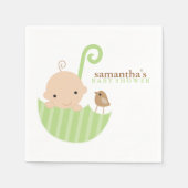 Baby in het Groene Umbrella-Baby shower Servetten (Voorkant)