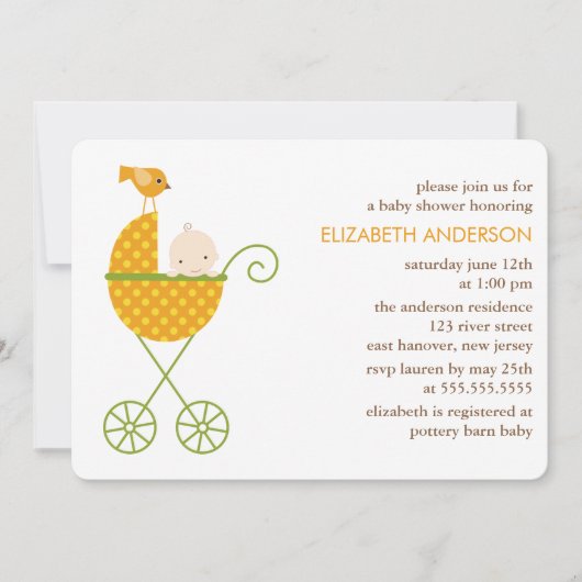 Baby in het najaar van de Stroller Baby shower Kaart (Voorkant)