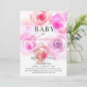 Baby in het Roos Baby shower van de Waterverf van  Kaart (Staand voorkant)