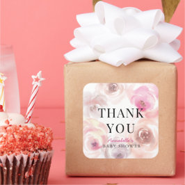 Baby in het Roos Baby shower van de Waterverf van  Vierkante Sticker