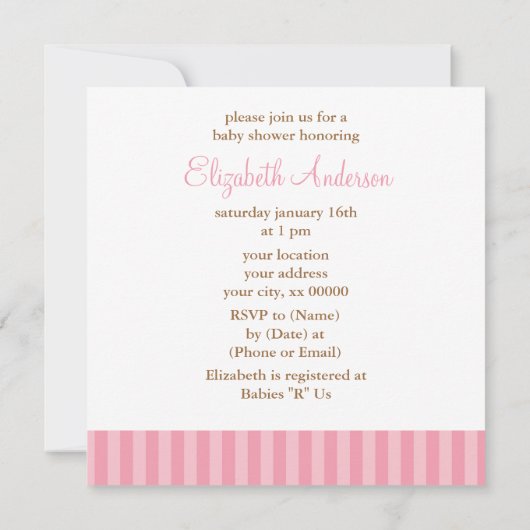 Baby in het Roze Umbrella Baby shower Kaart (Achterkant)