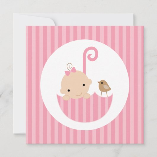 Baby in het Roze Umbrella Baby shower Kaart (Voorkant)