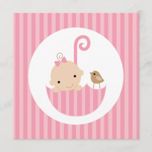 Baby in het Roze Umbrella Baby shower Kaart