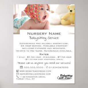 Baby in kinderbedje, babysitter, kinderopvang, kin poster