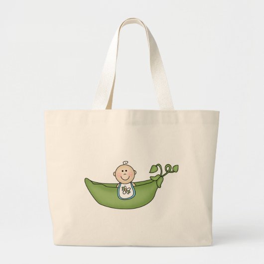 Baby in Pea Pod Blue Grote Tote Bag (Voorkant)