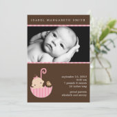 Baby in Pink Umbrella Fotoaankondigingen Aankondiging (Staand voorkant)