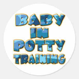 Baby in Potty Training (blauw) Ronde Sticker