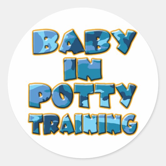 Baby in Potty Training (blauw) Ronde Sticker (Voorkant)
