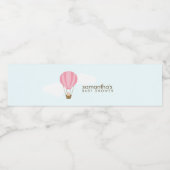 Baby in Roze Hete Luchtballon Waterfles Etiket (Enkel label)