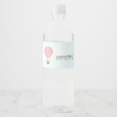 Baby in Roze Hete Luchtballon Waterfles Etiket (Voorkant)