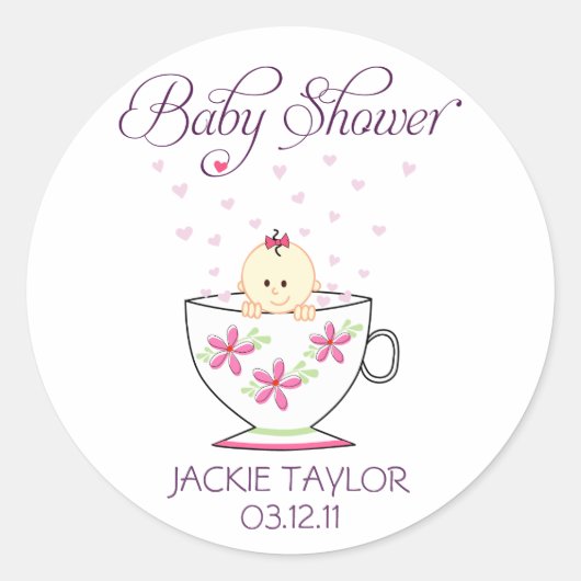 Baby in Tea Cup Stickers / Toppers (Voorkant)
