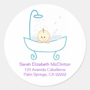 Baby in Tub Adresetiketten Ronde Sticker