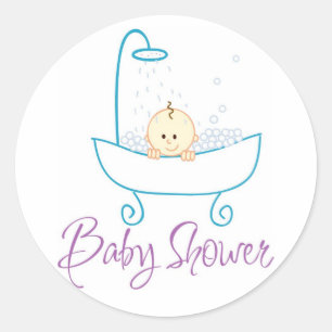Baby In Tub Baby shower Sticker Labels