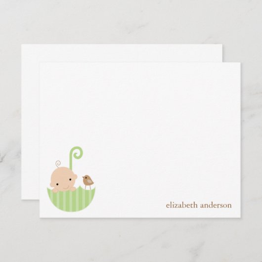 Baby in Umbrella Custom Flat Hartelijk dank Bedankkaart (Voorkant / Achterkant)