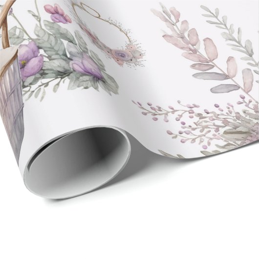 Baby in Waterverf Lavender Bloom Wrapping Paper Cadeaupapier (Rol Hoek)