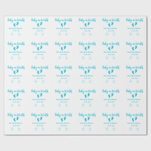 Baby in Winter baby shower Blue baby feet sneeuwvl Cadeaupapier