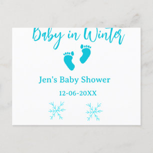 Baby in Winter baby shower Blue baby feet sneeuwvl Feestdagenkaart