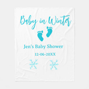 Baby in Winter baby shower Blue baby feet sneeuwvl Fleece Deken