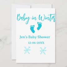 Baby in Winter baby shower Blue baby feet sneeuwvl